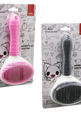 PRATİK PET TÜY FIRÇASI KEDİ - KÖPEK TARAK - TEMİZLİK FIRÇASI BAS=TARAK TEMİZLE TUŞLU PET SHOP (4940)