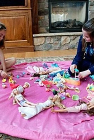 Pratik Taşınabilir Pembe Oyuncak Toplama Örtüsü Oyun Parkı Hurcu (4940)