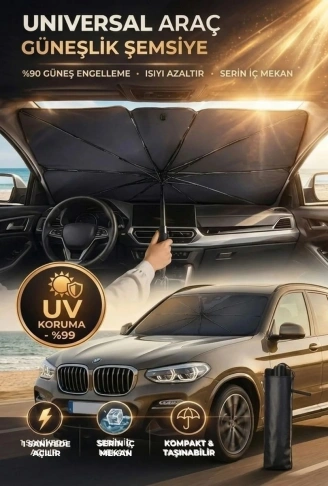 Premium Katlanabilir Araç Ön Cam Güneşliği – Şemsiye Tipi Oto Güneşlik, UV Korumalı Isı Yalıtımlı Ön Cam Gölgelik (4940)