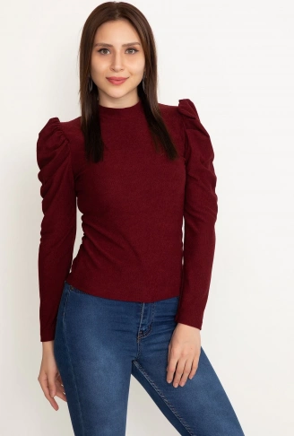 Prenses kol bluz bordo w3125