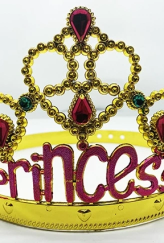 Prenses Yazılı Altın Renk Ayarlanabilir Parti Tacı 60 cm (4940)