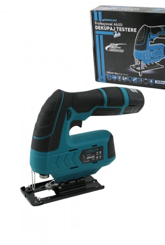 PROFESYONEL ŞARJLI DEKUPAJ TESTERE SUNTA KESME DEKOPAJ KADEMELİ HIZ AYAR 2 FREN SİSTEMİ 12V - 360W  ASR-817 (4940)