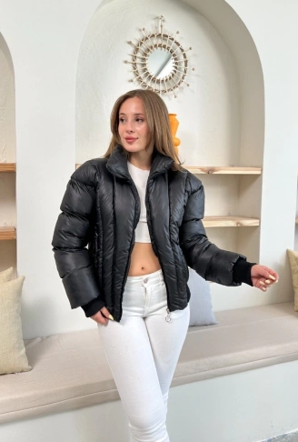 Puffer kısa mont siyah st25534