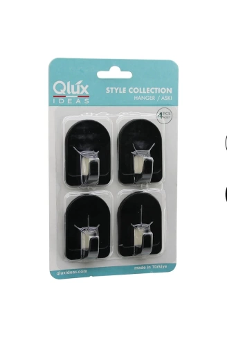 QLUX L-00950 4PCS DOME ASKI NO-2 KUBBELİ - SİYAH - BEYAZ - PLASTİK ASKI YAPIŞKANLI MONTAJ (4940)