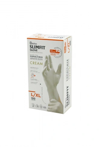 REFLEX SLİMFİT GLOVE KOD-028 L-XL KREM PUDRASIZ MUAYENE ELDİVEN 100LÜ (4940)