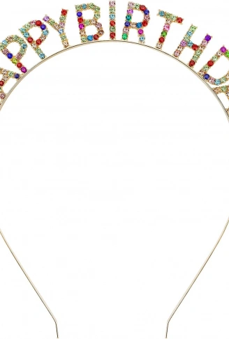 Rengarenk Kristal Taşlı Ekstra Lüks Gümüş Kaplama Happy Birthday Taç 16x17 cm (4940)
