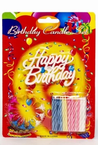 Rengarenk Mumlu Beyaz Happy Birthday Yazılı Doğum Günü Mumu 12 Adet (4940)