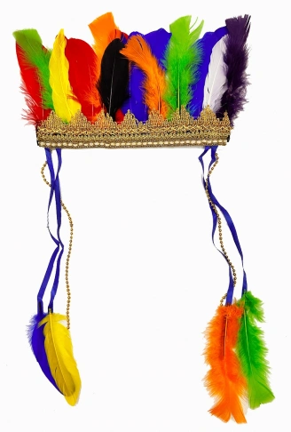 Rengarenk Tüylerle İşlenmiş Lastikli Kızılderili Başlığı (4940)