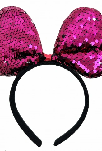 Renk Değiştiren Pullu Payetli Fiyonk Parti Tacı Fuşya Gümüş Renk 20x16 cm (4940)