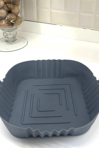Renkli Isıya Dayanıklı Yıkanılabilir Silikon Fırın  Airfryer Kare Model Pişirme Matı 20 cm (4940)