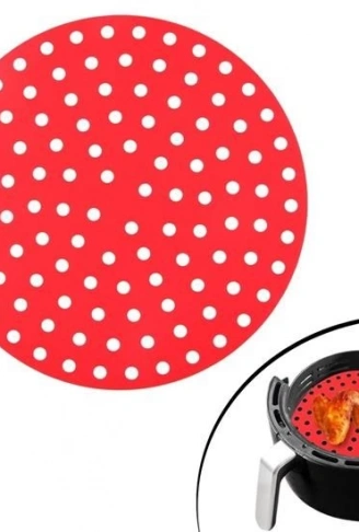 Renkli Isıya Dayanıklı Yıkanılabilir Silikon Fırın Ve Airfryer Yuvarlak Pişirme Matı 23 Cm (4940)