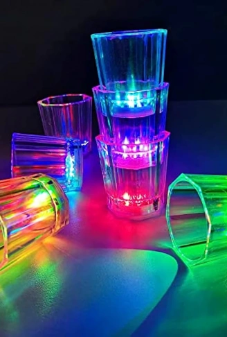 Renkli Led Parlayan Fiber Optik Glow Işıklı Bardak 5,5 x 5,5 cm (4940)