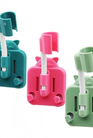 RENKLİ PLASTİK - OTURAN KEDİ FİGÜRLÜ  DUŞ ASKISI  4 YÖN OYNAR BAŞLIK (4940)