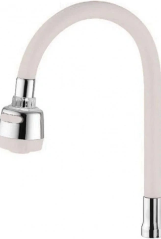 Renkli Silikonlu Oynar Başlıklı 2 Fonksiyonlu Spiral Musluk Başlığı - Beyaz (4940)