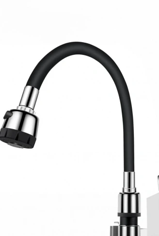 Renkli Silikonlu Oynar Başlıklı 2 Fonksiyonlu Spiral Musluk Başlığı - Siyah (4940)