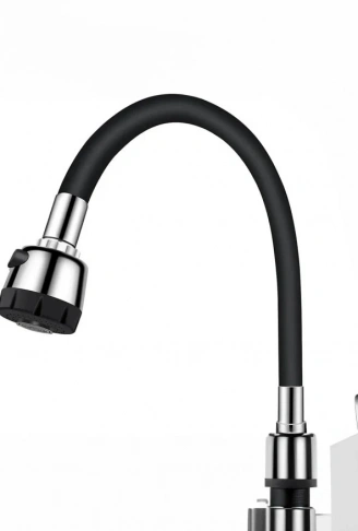 Renkli Silikonlu Oynar Başlıklı 2 Fonksiyonlu Spiral Musluk Başlığı - Siyah (4940)