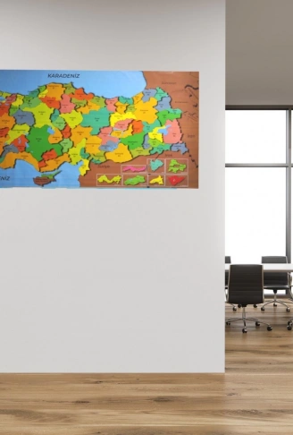 Renkli Türkiye Haritası Manyetik Yapıştırıcı Gerektirmeyen Duvar Stickerı 118 CM * 56 CM (4940)