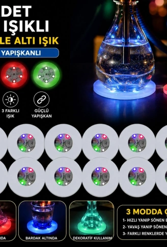 RGB LED Nargile Altı Işık 12’li Set (4940)