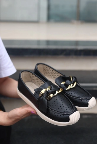 Riwan Siyah Cilt Babet Ayakkabı