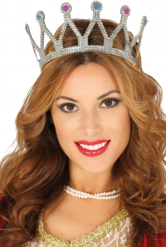 Rönesans Kostümlü Kraliyet Ortaçağ Gümüş Kraliçe Prenses Tacı (4940)