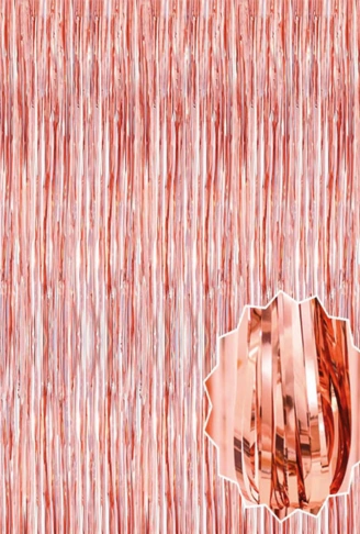 Rose Gold Püsküllü Kapı Perdesi - Parti, Bekarlığa Veda, Doğum Günü 1x2 m (4940)