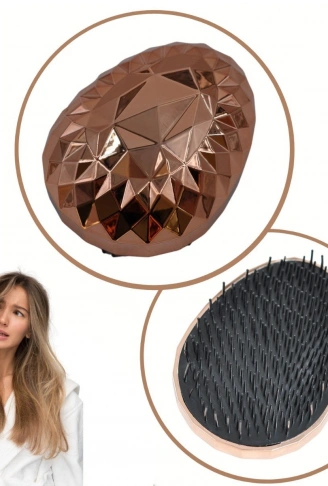 Rose Gold Saç Düzleştirici Tarak Geniş Aralıklı Her Saç Tipine Uygun Fırçalı Saç Düzleştirici (4940)