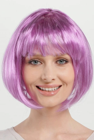 Rose Pembe Renk Düz Kesim Küt Parti Peruğu Kısa Takma Saç (4940)