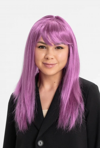 Rose Pembe Renk Düz Kesim Uzun Parti Peruğu Takma Saç (4940)