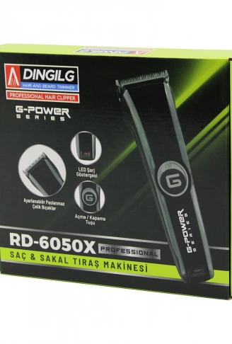 SAÇ SAKAL KESME - TRAŞ MAKİNESİ FİŞ ŞARJLI=LED GÖSTERGE AYARLI BIÇAK=0.1-05MM RD-6050X G-POWERG-PLUS (4940)