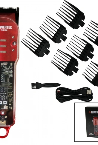 SAÇ - SAKAL KESME TRAŞ MAKİNESİ  ŞEFFAF ANA KARTLI GÖVDE - USB ŞARJLI GÖSTERGELİ - TARAK AYAR MANDALLI TR-3100 (4940)