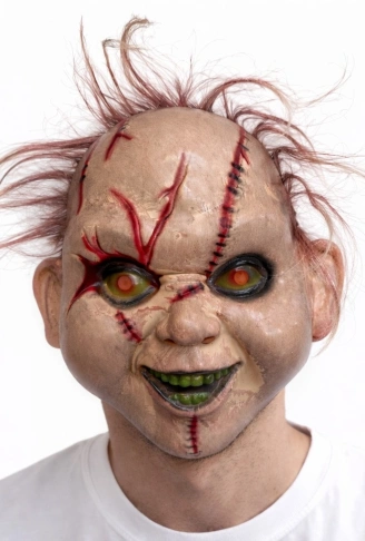 Saçlı Çaki Korku Maskesi – Gerçekçi Dikişli ve Detaylı Maske (4940)