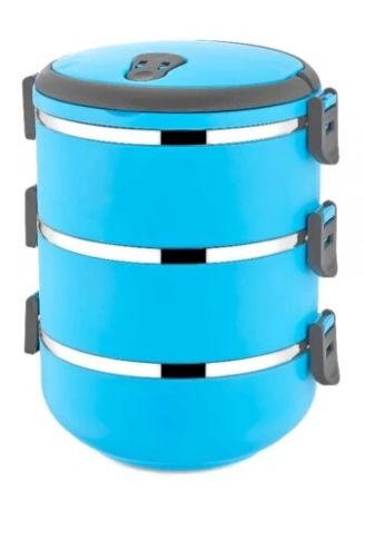 Sefer Tası Yemek Termosu Saklama Kabı Termosu 3lü - Mavi (4940)