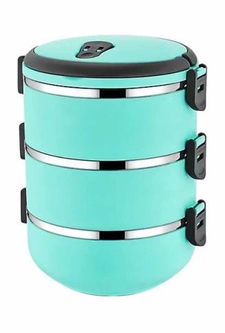 Sefer Tası Yemek Termosu Saklama Kabı Termosu 3lü - Turkuaz (4940)