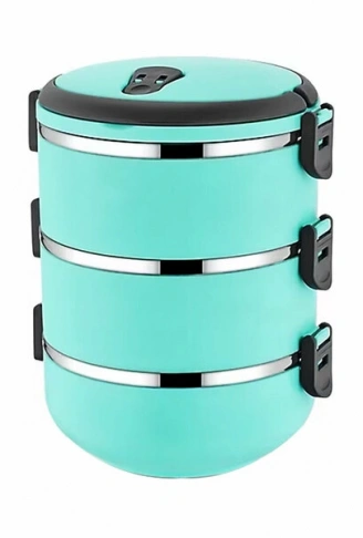 Sefer Tası Yemek Termosu Saklama Kabı Termosu 3lü - Turkuaz (4940)