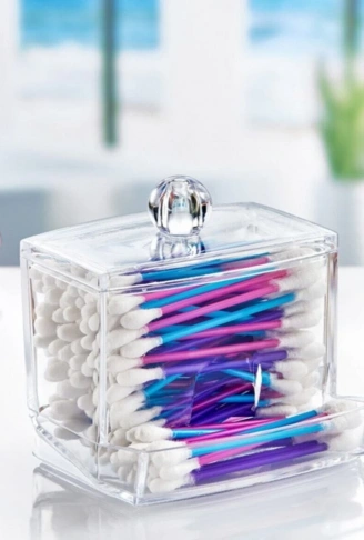 Şeffaf Kapaklı Kulak Temizleme Çubuğu Organizatörü Saklama Kutusu (4940)