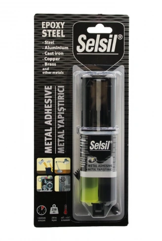 SELSİL EPOXY STEEL METAL ŞIRINGA EPOKSİ YAPIŞTIRICI 28GR. METAL - ÇELİK - ALÜMİNYUM - AHŞAP - PLASTİK (4940)