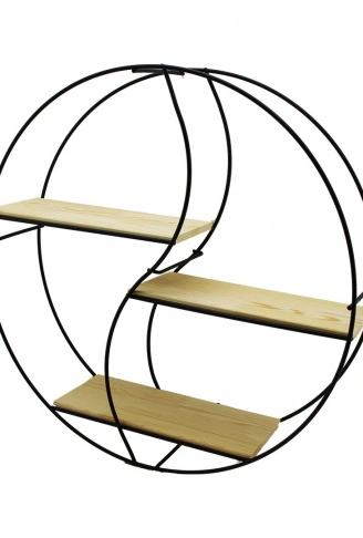 SEMBOL - YUVARLAK 3 KATLI METAL DEKORATİF DUVAR RAF 60 x 14 x 60 cm (4940)