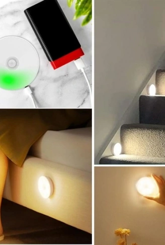 Sensörlü Mıknatıslı Yapışkanlı - Çekmece - Dolap Köşe Aydınlatıcı Kablosuz Şarjlı Led Spot Mutfak Lamba (4940)