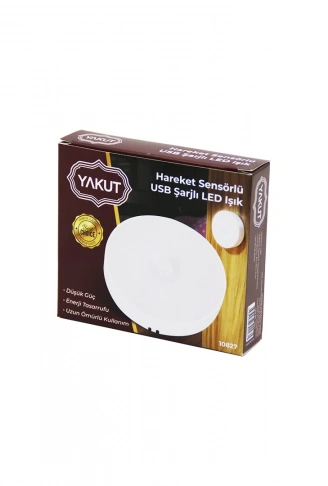 SENSÖRLÜ USB ŞARJLI   BEYAZ LED  YUVARLAK LAMBA  ÇAP: 8.3CM - KALINLIK: 2CM - SENSÖR ALGILAMA =0--3MT (4940)