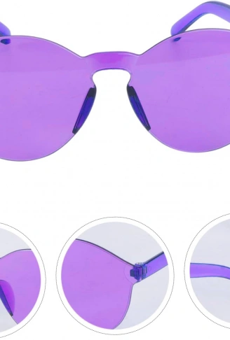 Sert Mika Oval Şekilli Çerçevesiz Mor Gözlük Retro Parti 5x14 cm (4940)