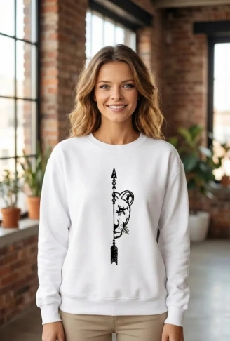 Sevgililer Günü Baskılı Oversize Bisiklet Yaka Sweatshirt - Beyaz