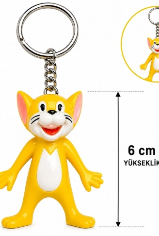 Sevimli Sarı Kedi Figürlü Anahtarlık 6 Cm (4940)