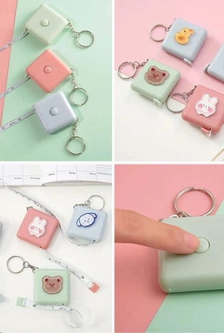 Sevimli Yumuşak Stickerli 150 cm Uzunluğunda Pratik Taşınabilir Çanta Boy Anahtarlıklı Mezura (4940)