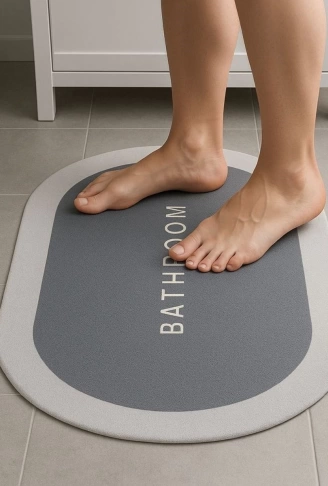 Sihirli Süper Su Emici Kaymaz Tabanlı Oval Paspas 40*60 cm (4767) - Lisinya