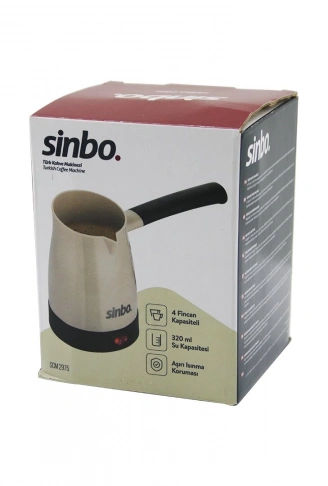 SİNBO SCM-2975 ELEKTRİKLİ CEZVE PLS.TÜRK KAHVE MAKİNE ÇELİK GİZLİ REZİSTANS700W 4 FİNCAN - 320MLTAK-ÇIKAR KULP (4940)