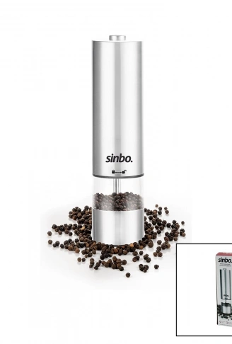 SİNBO SHB-7502 PİLLİ  OTOMATİK TUZ - KARABİBER ÖĞÜTÜCÜ IŞIKLI  ÇELİK GÖVDE  AKRİLİK HAZNE (4940)