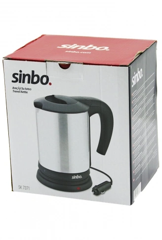 SİNBO SK-7371  12V  ARAÇ İÇİ KETTLE  PASLANMAZ ÇELİK  SU ISITICISI  0.8LT   120W   ÇAKMAKLIK FİŞLİ   PLASTİK KAPAK - KULP (4940)