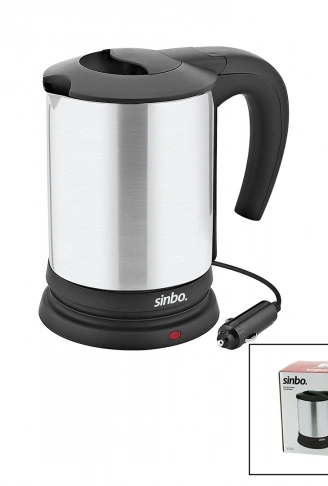 SİNBO SK-8034 24V ARAÇ İÇİ KETTLE PASLANMAZ ÇELİK SU ISITICISI 0.8LT  200W  ÇAKMAKLIK FİŞLİ  PLASTİK KAPAK - KULP (4940)