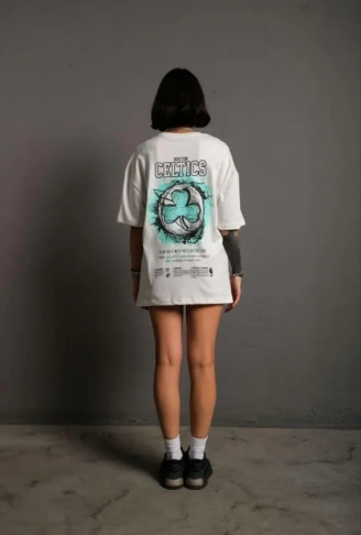 Sırt Baskılı T-shirt - Beyaz