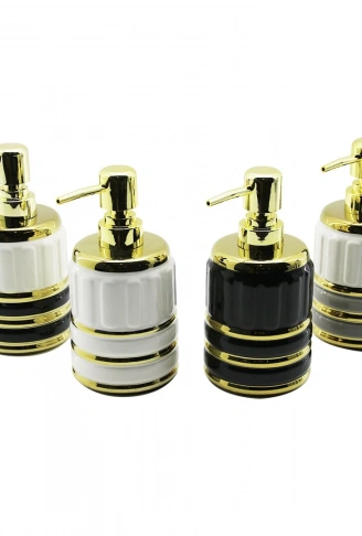 ŞİŞE GOLD KAPAK - BOĞUM SERAMİK SIVI SABUNLUK 7.5X10.5CM (4940)